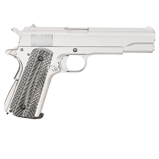 KLI M1911-A1 CO2 Luftpistole Kal. 4,5 mm BB Blowback Vollmetall Platinum Chrome-Finish - G10 Grip Edition Bild 5