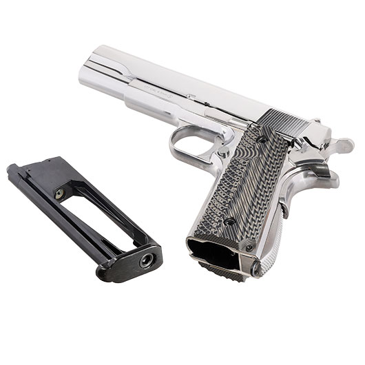 KLI M1911-A1 CO2 Luftpistole Kal. 4,5 mm BB Blowback Vollmetall Platinum Chrome-Finish - G10 Grip Edition Bild 7
