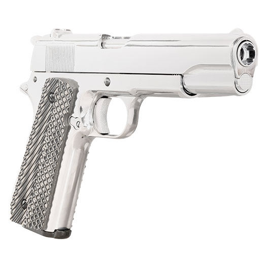 KLI M1911-A1 CO2 Luftpistole Kal. 4,5 mm BB Blowback Vollmetall Platinum Chrome-Finish - G10 Grip Edition Bild 9