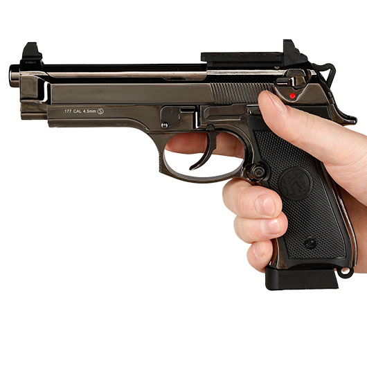 KLI M92 Fusion Optic Ready CO2 Luftpistole Kal. 4,5 mm BB Vollmetall Blowback Blackchrome-Finish Bild 3