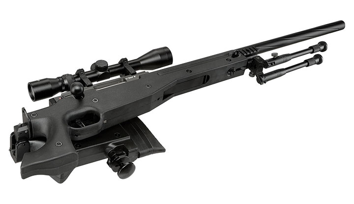 Well L96 AWS-338 Springer Snipergewehr mit Zweibein / Zielfernrohr Kugeln 6mm BB und Zielscheibe Bild 6