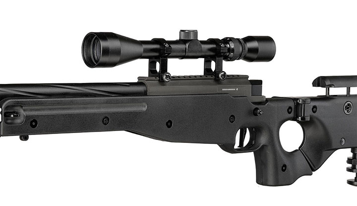 Well L96 AWS-338 Springer Snipergewehr mit Zweibein / Zielfernrohr Kugeln 6mm BB und Zielscheibe Bild 8