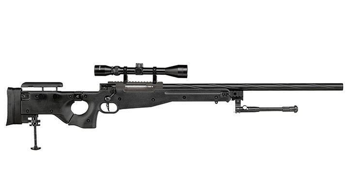 Well L96 AWS-338 Springer Snipergewehr mit Zweibein / Zielfernrohr Kugeln 6mm BB und Kugelfang mit Netz Bild 3