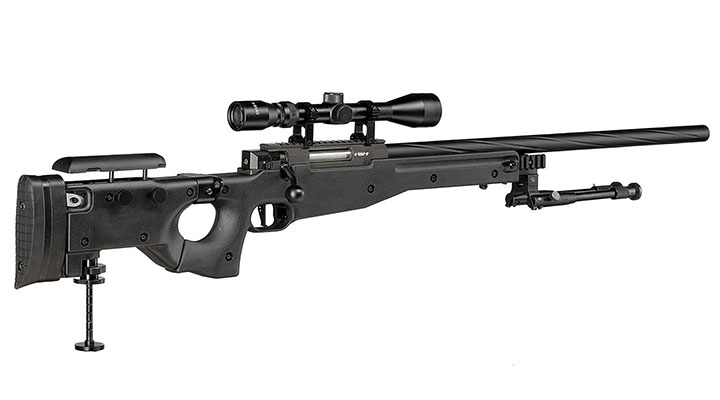 Well L96 AWS-338 Springer Snipergewehr mit Zweibein / Zielfernrohr Kugeln 6mm BB und Kugelfang mit Netz Bild 4