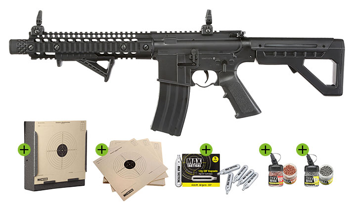 Crosman SBR CO2 Luftgewehr 4,5 mm BB Blowback Sofort Start Set inkl. Kugelfangkasten, Zielscheiben, CO2 & 3000 Stahl BBs