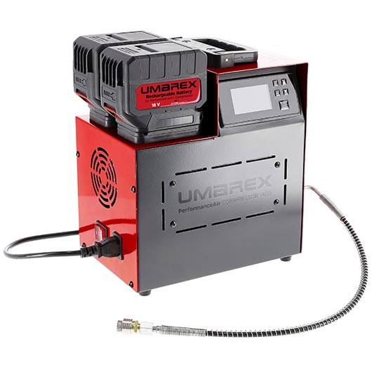 Umarex PAC 1400 PerformanceAir Kompressor f�r Pressluftwaffen / Paintball / HPA Airsoft rot inkl. 2x Akku und Ladeger�t