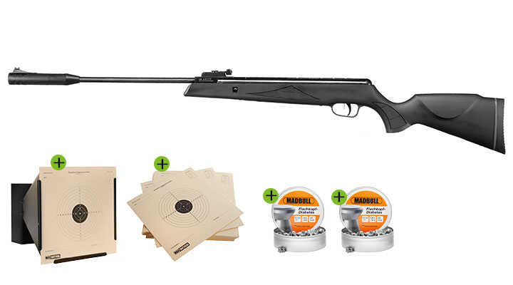 SET GSG SR1000S Knicklauf Luftgewehr 4,5 mm Diabolo inkl. 1000 Diabolos, Kugelfang und Zielscheiben