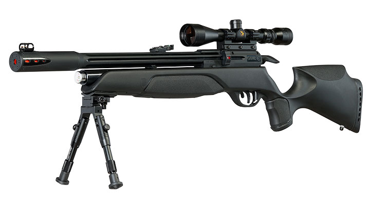 Gamo Arrow Pressluftgewehr PCP Kal. 5,5mm Diabolo 10-sch�ssig schwarz inkl. Zielfernrohr WR 3-9x40 / Zweibein Bild 1