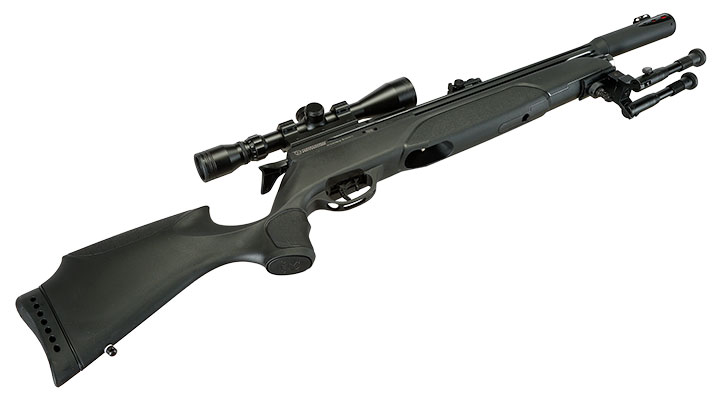 Gamo Arrow Pressluftgewehr PCP Kal. 5,5mm Diabolo 10-sch�ssig schwarz inkl. Zielfernrohr WR 3-9x40 / Zweibein Bild 11