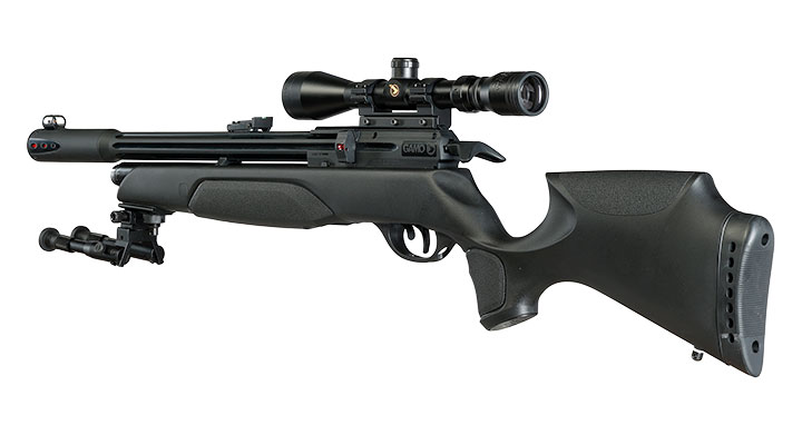 Gamo Arrow Pressluftgewehr PCP Kal. 5,5mm Diabolo 10-sch�ssig schwarz inkl. Zielfernrohr WR 3-9x40 / Zweibein Bild 2