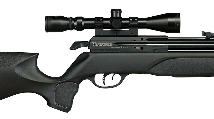 Gamo Arrow Pressluftgewehr PCP Kal. 5,5mm Diabolo 10-sch�ssig schwarz inkl. Zielfernrohr WR 3-9x40 / Zweibein Bild 9
