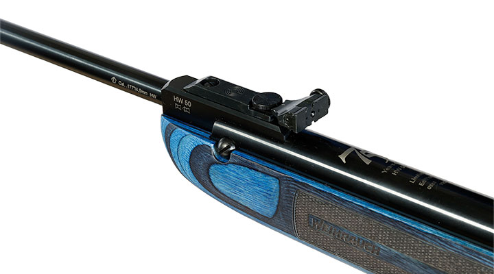 Weihrauch HW 50 S Knicklauf Luftgewehr Kal. 4,5 mm Diabolo Schichtholzschaft grau-blau - limitierte 75 Jahre Sonderedition Bild 4