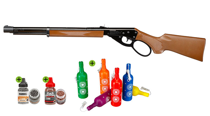 Marlin Lever Action Unterhebelspanner Luftgewehr Set 4,5 mm BB mit 3000 Stahl BBs und 6 Shooting Bottles