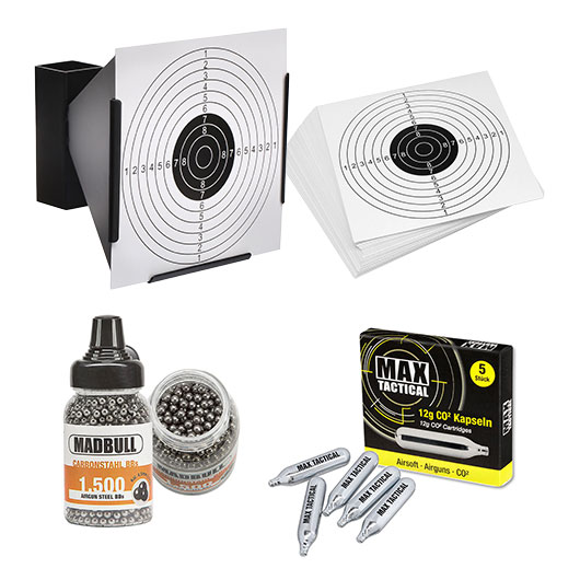 Marlin CO2 Revolver 4,5 mm BB Set mit Kugelfang, 100 Zielscheiben, 1500 Stahl BBs & 5 CO2 Kapseln Bild 8