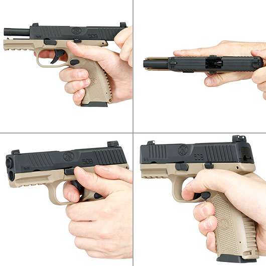 Cybergun FN Herstal FN 509 CO2 Luftpistole Kal. 4,5mm BB mit Metallschlitten Blowback Dual Tone Bild 8