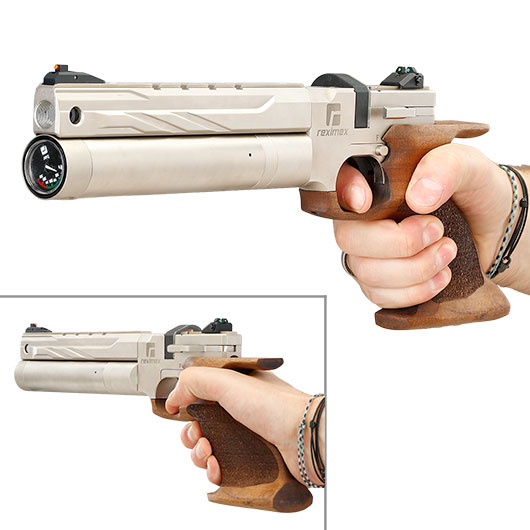 Reximex RPA PCP Pressluftpistole Kal. 4,5 mm Diabolo mit Holzgriff silber inkl. 3 x Magazin / Tasche Bild 10