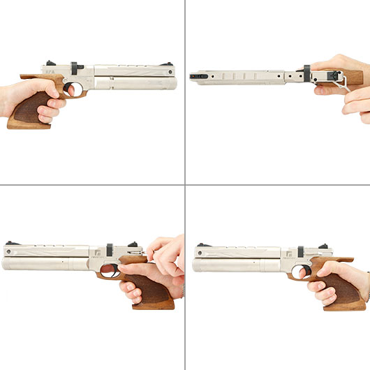 Reximex RPA PCP Pressluftpistole Kal. 4,5 mm Diabolo mit Holzgriff silber inkl. 3 x Magazin / Tasche Bild 8