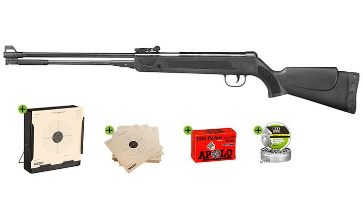 SET GSG WF600P Unterhebelspanner Luftgewehr 4,5 mm Diabolo inkl. 900 Diabolos, Kugelfang und Zielscheiben