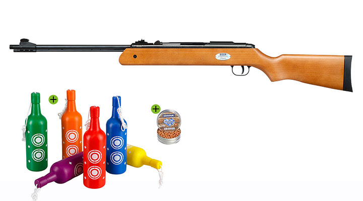 SET Diana Oktoberfestgewehr Gen. 2 Repetier Luftgewehr 4,4 mm mit 750 DIANA BBs und 6 Shooting Bottles