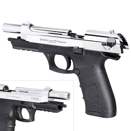 Ekol P92 Magnum Schreckschuss Pistole Kal. 9mm P.A.K. chrom - B-WARE Bild 8
