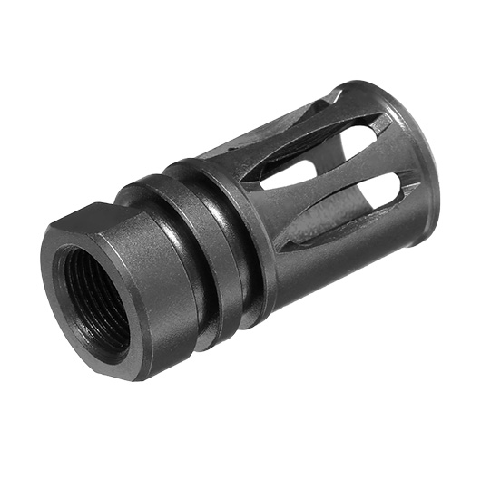 ICS M4 / M16 Birdcage Stahl Flash-Hider schwarz 14mm- Bild 1