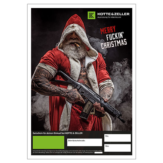 Geschenkgutschein zum Ausdrucken Weihnachtsmotiv Airsoft Merry Fn Christmas