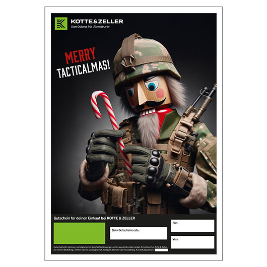 Geschenkgutschein zum Ausdrucken Weihnachtsmotiv Airsoft Merry Tacticalmas