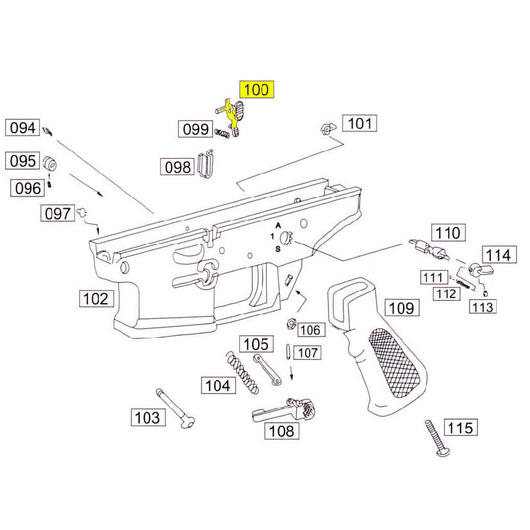 Wei-ETech SOCOM Part #100 Bolt Catch Part B